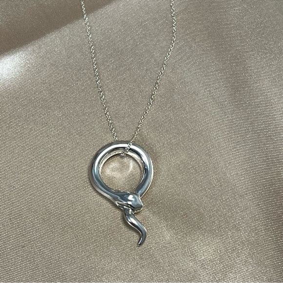 Tiffany & Co Elsa Peretti Snake Pendant Necklace Sterling Silver w/ Box & Pouch - Picture 8 of 16